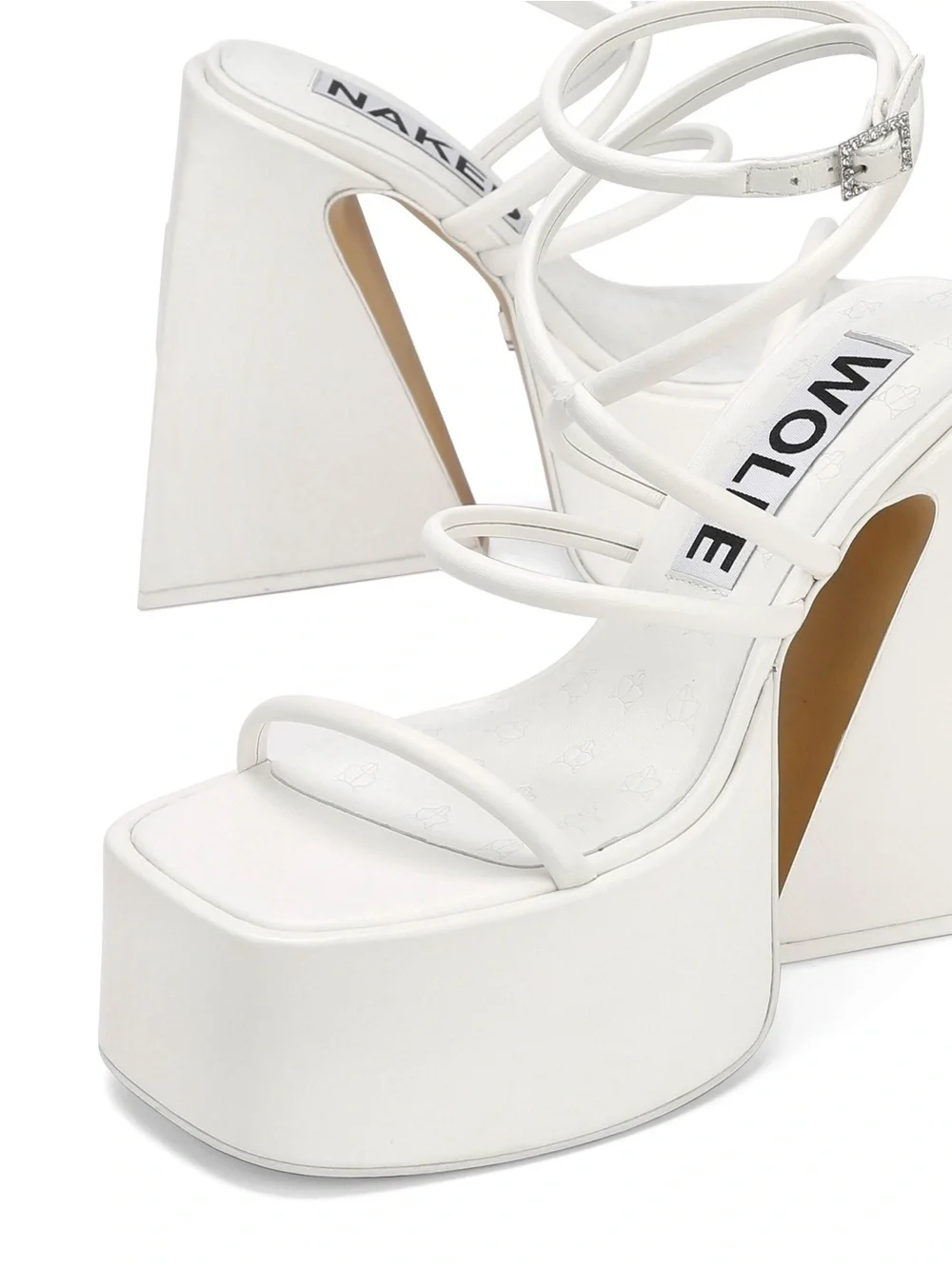 Naked Wolfe Angel - White Strappy Platform Heeled Sandals
